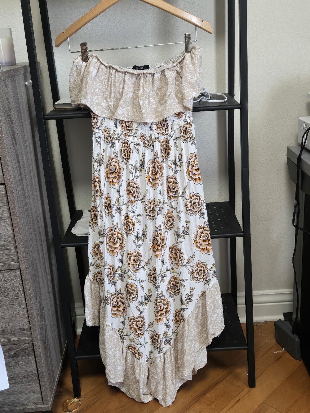 Forever 21 Shoulderless Smocked High-Low Floral Dress